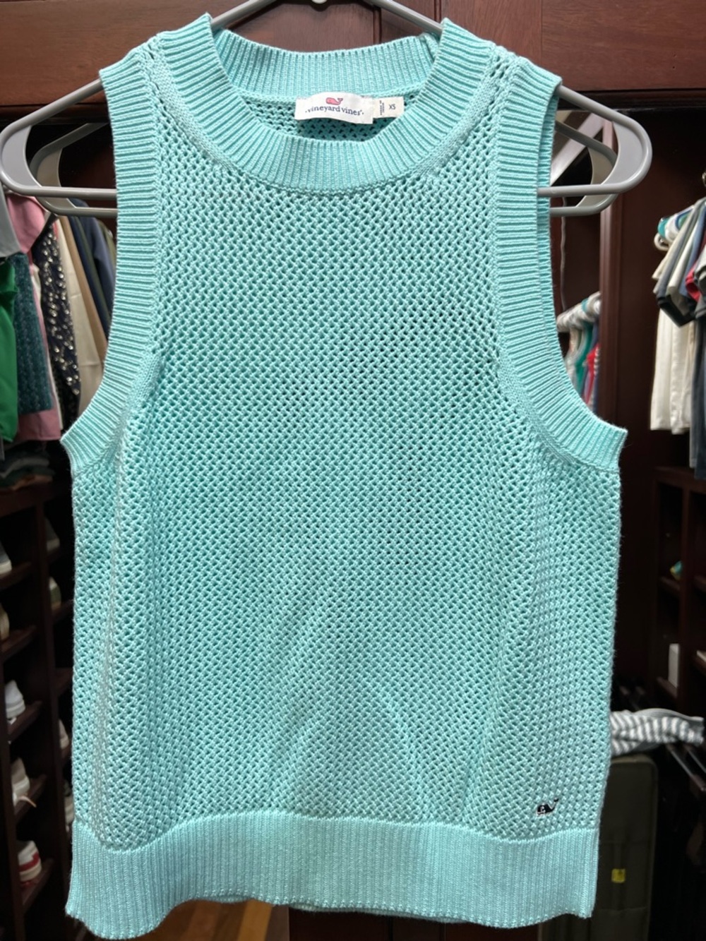 Vineyard Vines XS Open-Knit Aqua Tank Top